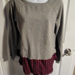 Billy T Plaid Sweatshirt Sz XS